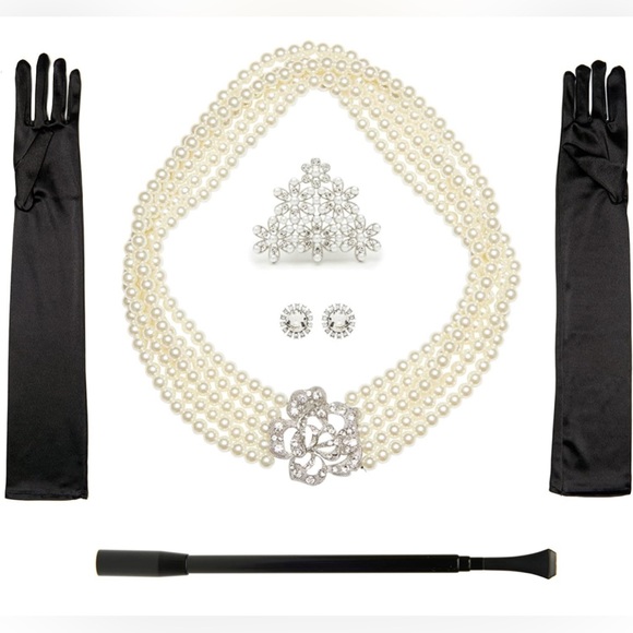 Costume Jewelry and Accessory 5 Piece Set, Audrey Hepburn Inspired - Picture 1 of 9